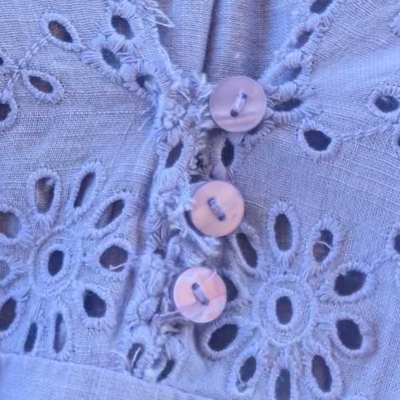 Free People Costa Eyelet Top Periwinkle Blue Size XS Oversized - Picture 7 of 12